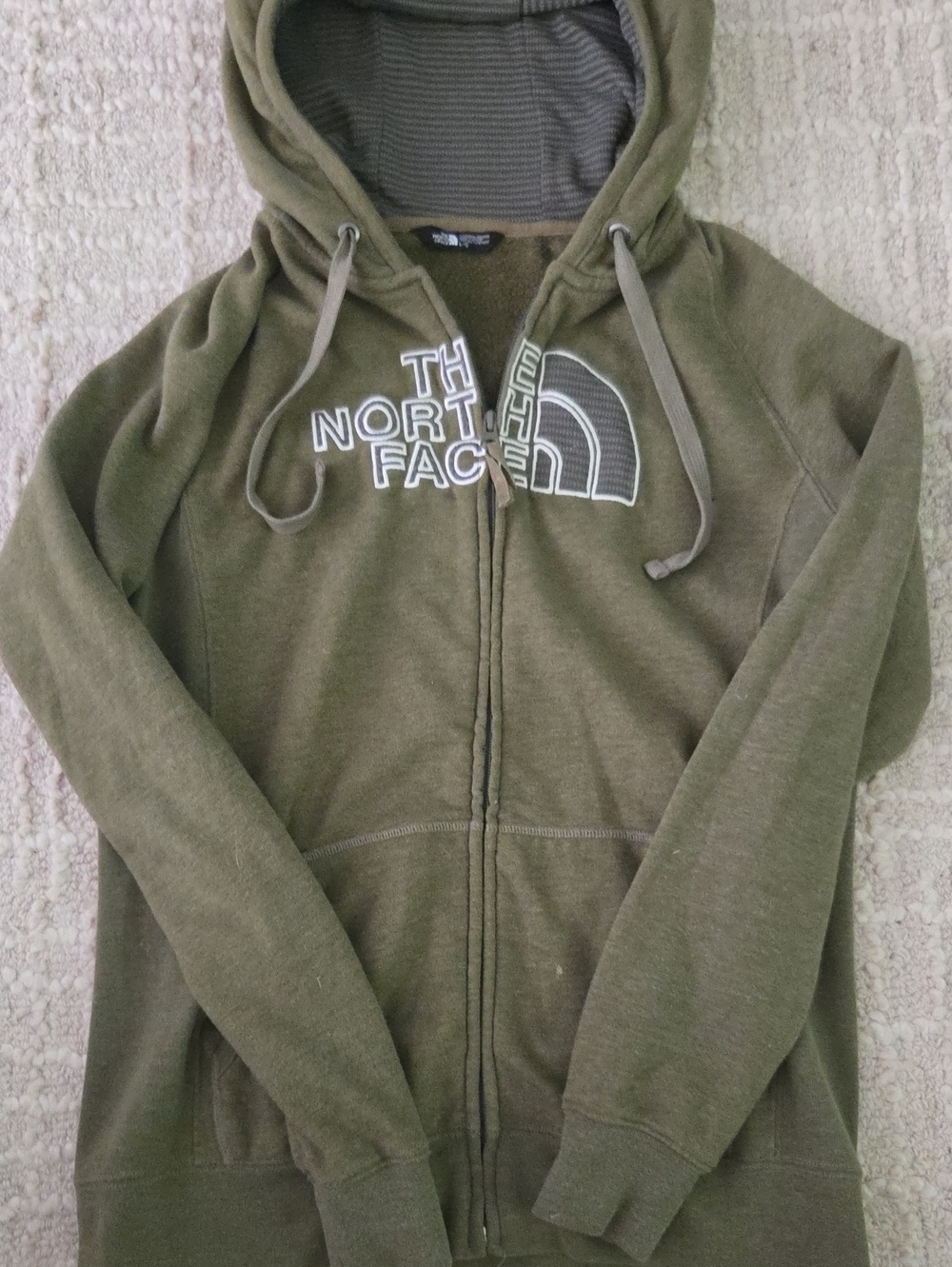 The North Face Olive Green Full-Zip Hoodie with Logo, L